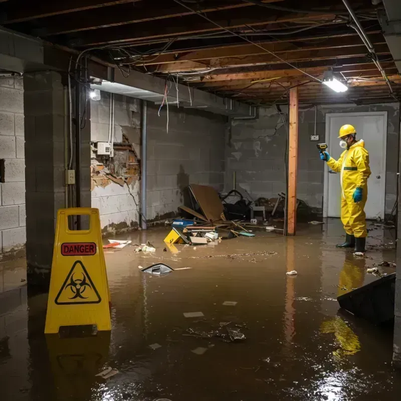 Flooded Basement Electrical Hazard in Cortland, IL Property