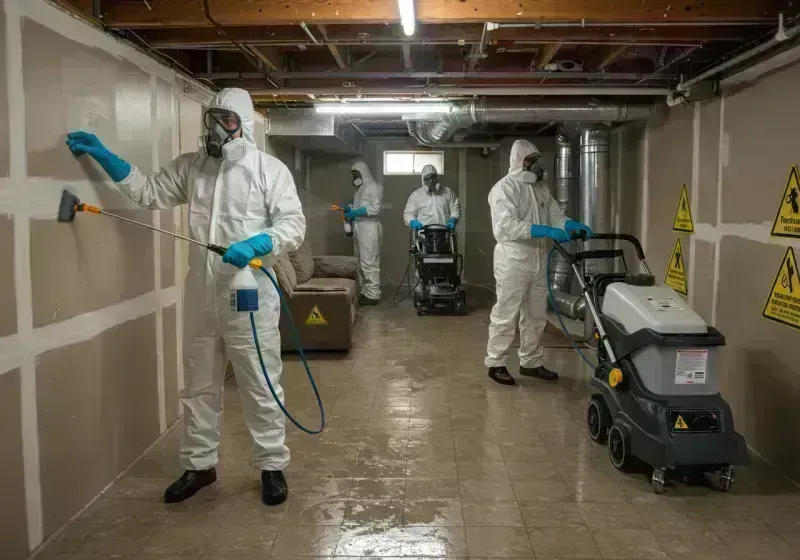 Basement Moisture Removal and Structural Drying process in Cortland, IL